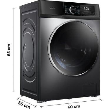 Cecotec Bolero DressCode 9500 Inverter front-loading washer in steel, 9 kg capacity with steam function and Allergy care.