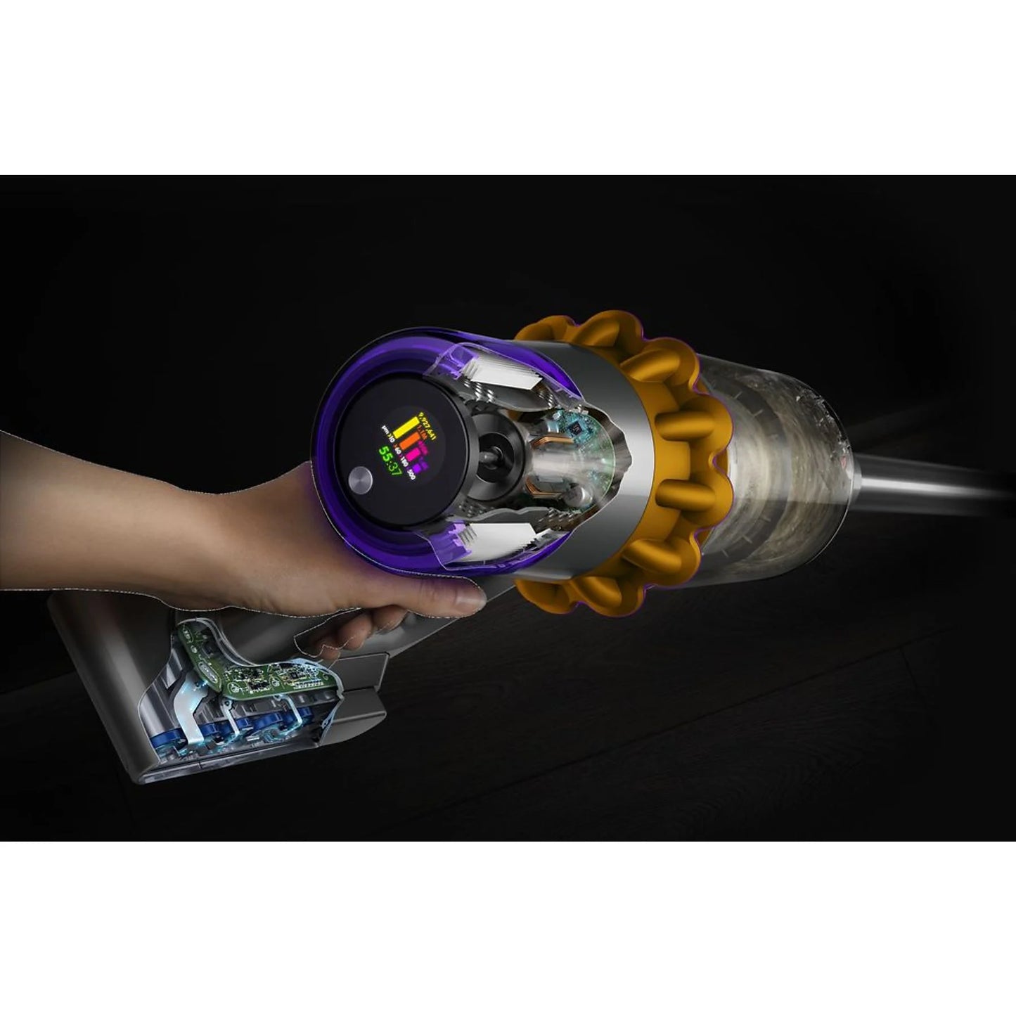 Dyson V15 Detect™ Absolute cordless vacuum cleaner with laser technology and 240 AW suction power.