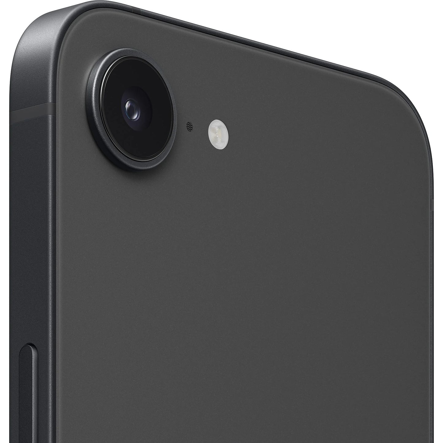 Apple iPhone 16e in black, featuring a 6.1" OLED Super Retina XDR display and 128 GB storage, 5G, and A18 chip.