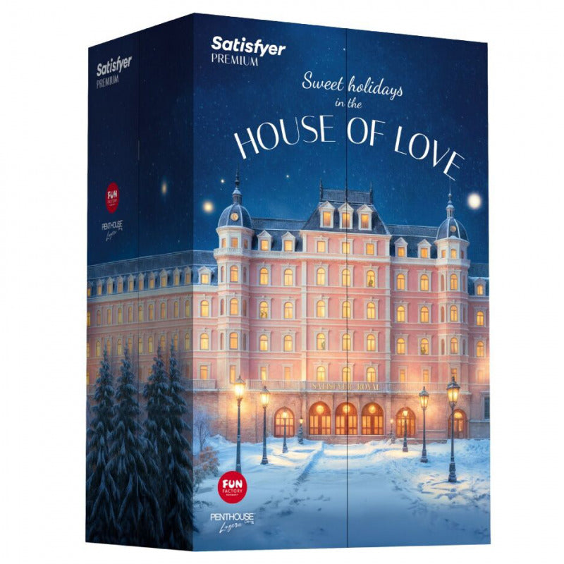 Calendario de Adviento Satisfyer Premium 2025 con 24 sorpresas sensuales y juguetes para adultos, en un diseño atractivo.