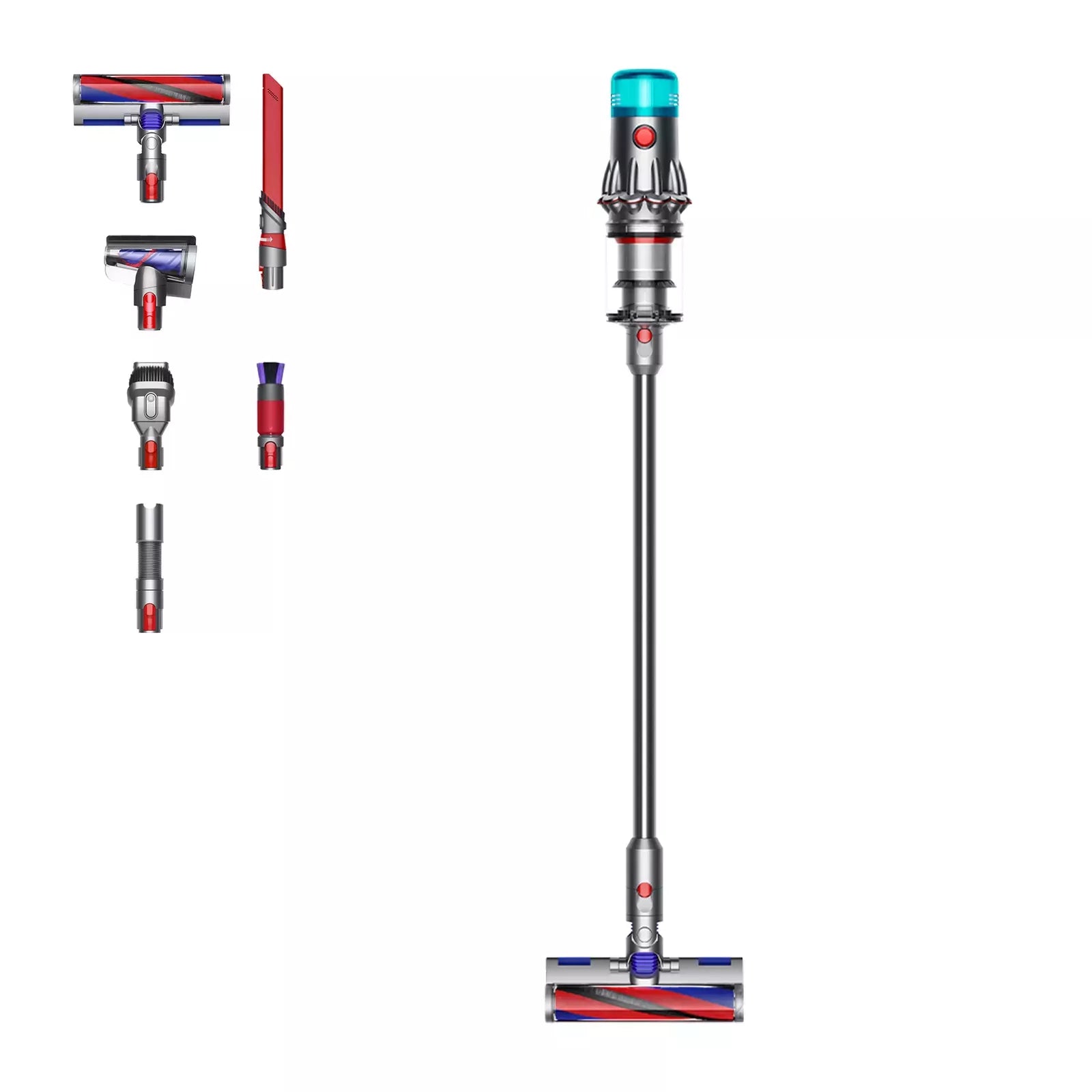 Dyson V12 Origin 2-in-1 cordless vacuum cleaner with HEPA filter in nickel color, showcasing its sleek design and functionality.