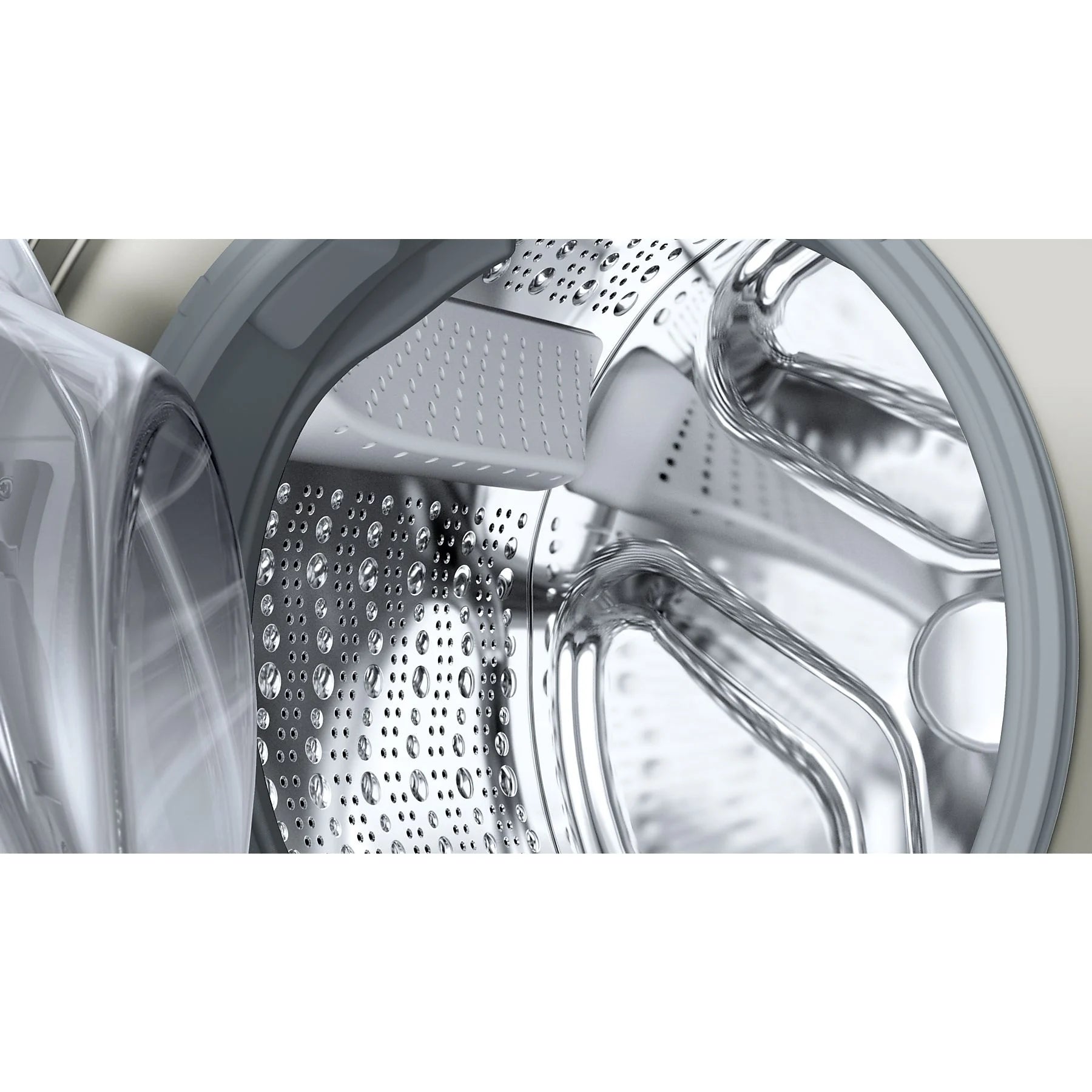 Bosch WUU28T8XES front-loading washing machine in stainless steel, 8 kg capacity, 1,400 rpm, with 15 wash programs.