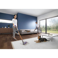 Dyson Cyclone V10™ Absolute cordless stick vacuum with 150 AW suction power and cyclonic technology in nickel color.