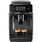 Philips EP2220/10 superautomatic coffee machine with integrated grinder and classic milk frother in black.