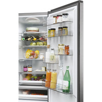 Haier Combi 3D 60 Series 5 refrigerator, No Frost, 205 cm tall, 414 l capacity, stainless steel finish with Wi-Fi access.