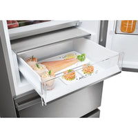 Haier Combi 3D 60 Series 5 HTW5620CNMG No Frost refrigerator with Wi-Fi, 205 cm tall, stainless steel finish.