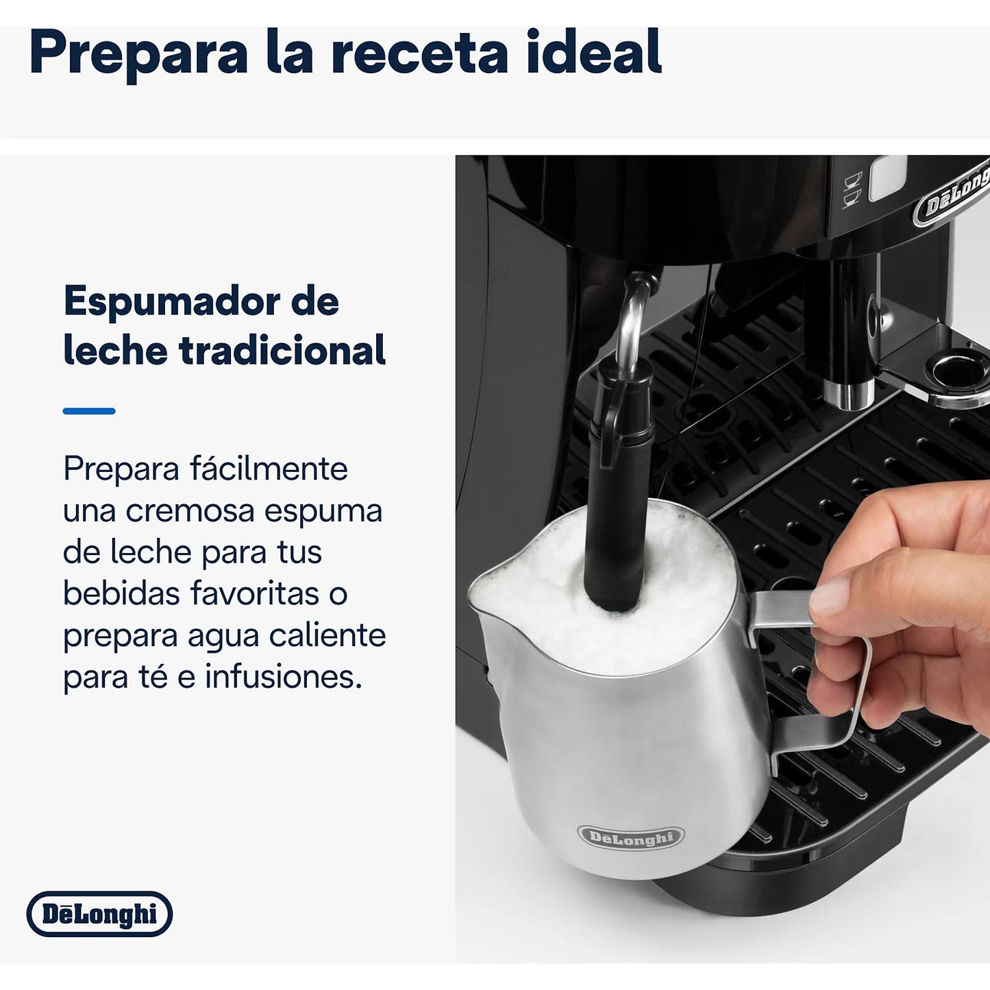 De'Longhi Magnifica S ECAM22.113.B superautomática negra con molinillo, sistema Thermoblock y vaporizador.