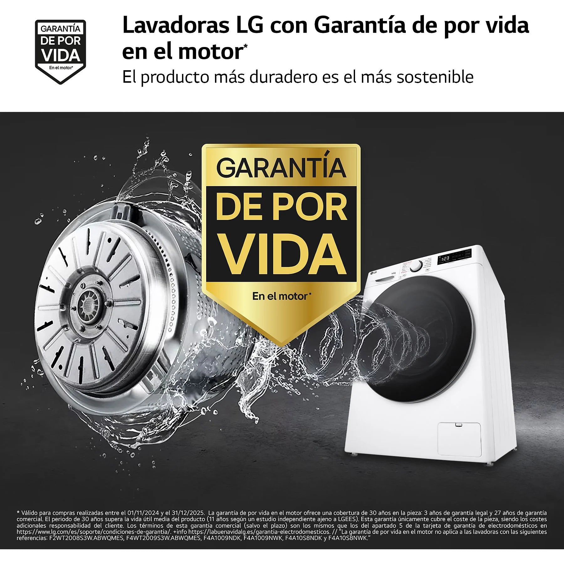 LG F2DR5S09A1W washer dryer combo in white, featuring 9 kg washing capacity, 5 kg drying capacity, and 12 programs.