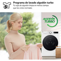 LG F2DR5S09A1W washer dryer, 9 kg+5 kg capacity, 1200 rpm, 12 programs, in white, showcasing modern design and control panel.