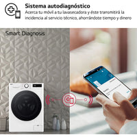 LG F2DR5S09A1W washer dryer, 9 kg+5 kg capacity, 1200 rpm, white, featuring 12 wash programs.