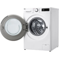 LG F2DR5S09A1W washer dryer in white, showcasing 9 kg wash and 5 kg dry capacity, with 12 program settings.