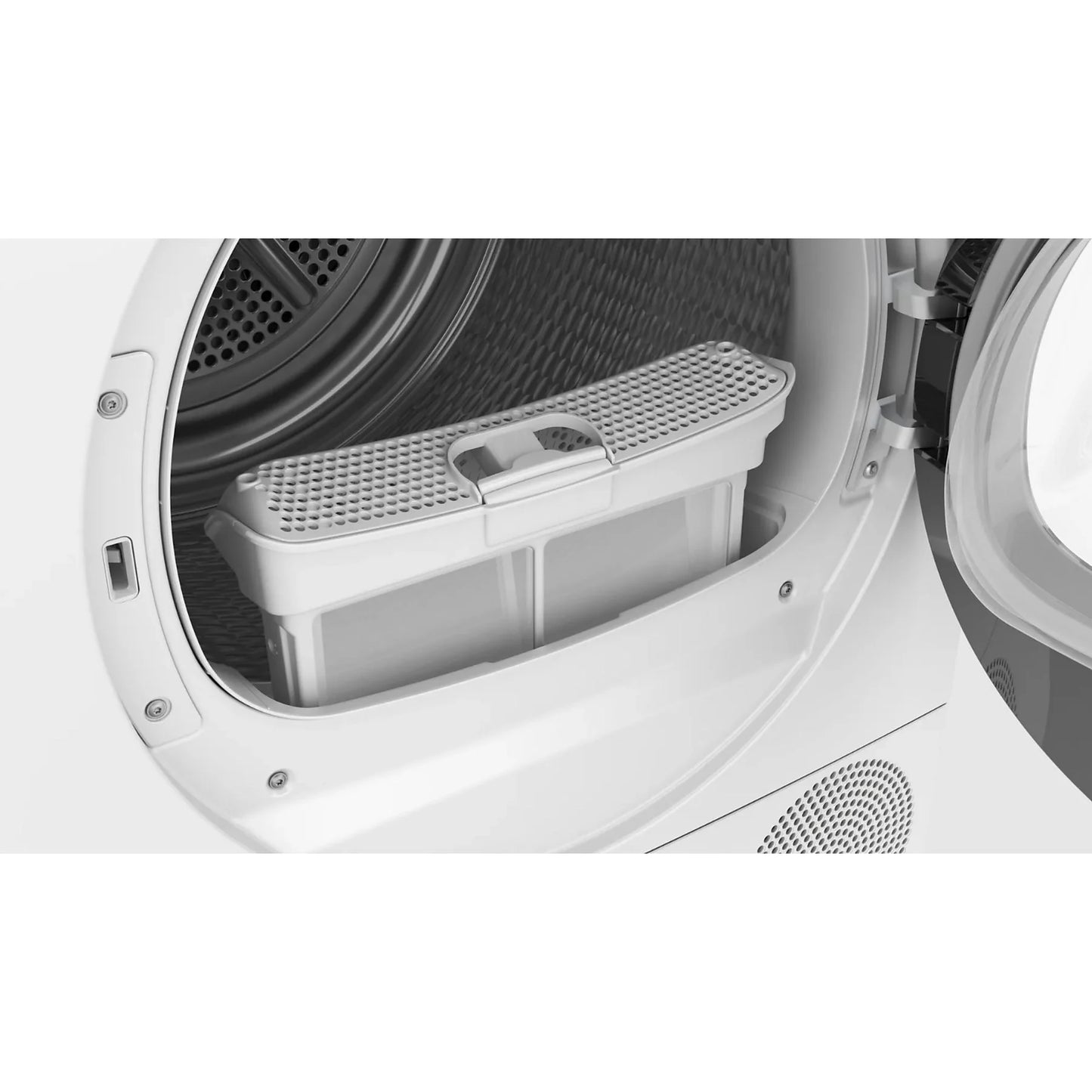 Bosch Serie 6 9kg bomba de calor secadora blanca con 15 programas y AutoDry, vista frontal del dispositivo.