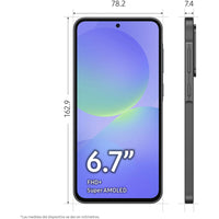 Samsung Galaxy A36 5G smartphone in black, featuring a 6.7" FHD+ display and 256 GB storage with 8 GB RAM.