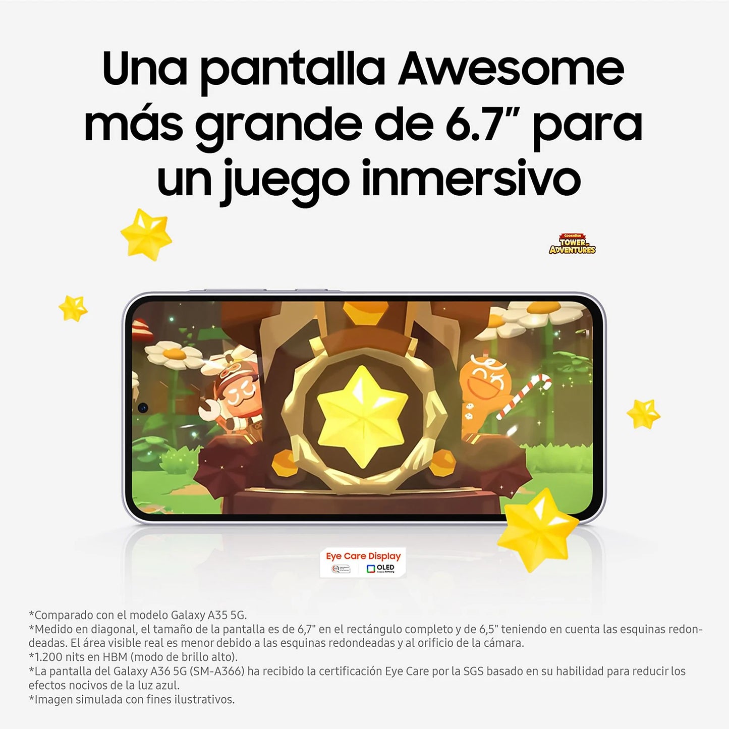 Samsung Galaxy A36 5G smartphone in black, showcasing 6.7" FHD+ Super AMOLED display and sleek design.