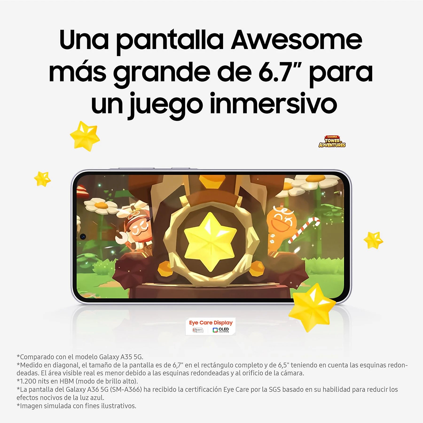 Samsung Galaxy A36 5G smartphone in black, showcasing 6.7" FHD+ Super AMOLED display and sleek design.