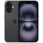 Apple iPhone 16 in black, featuring a 6.1" OLED Super Retina XDR display and A18 Bionic chip, 128 GB storage.