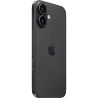 Apple iPhone 16 in black, 128 GB, 5G, featuring a 6.1" OLED Super Retina XDR display and A18 Bionic chip.