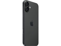 Apple iPhone 16 Plus in black, showcasing 6.7" OLED Super Retina XDR display and sleek design.