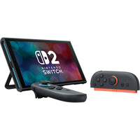 Nintendo Switch 2 console in blue and neon red, featuring 7.9” Full HD HDR display and 256 GB storage.