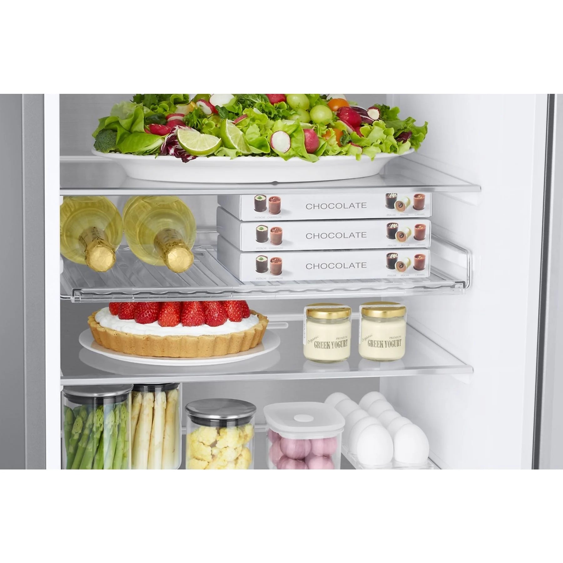 Samsung RB38C705CS9/EF combi fridge in inox with All Around Cooling and Wi-Fi features, 203 cm tall, 390 l capacity.