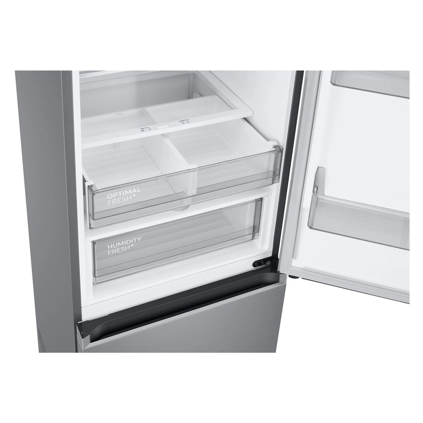 Samsung RB38C705CS9/EF combi refrigerator in inox with WiFi and All Around Cooling, 203 cm height and 390 l capacity.