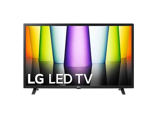 LG 32" LED TV 32LQ630B6LA with Smart features and α5 Gen5 AI Processor in sleek black design.