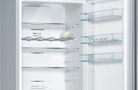 Bosch KGN39VIEB combi refrigerator with NoFrost, VitaFresh drawer, and fingerprint-resistant stainless steel finish.
