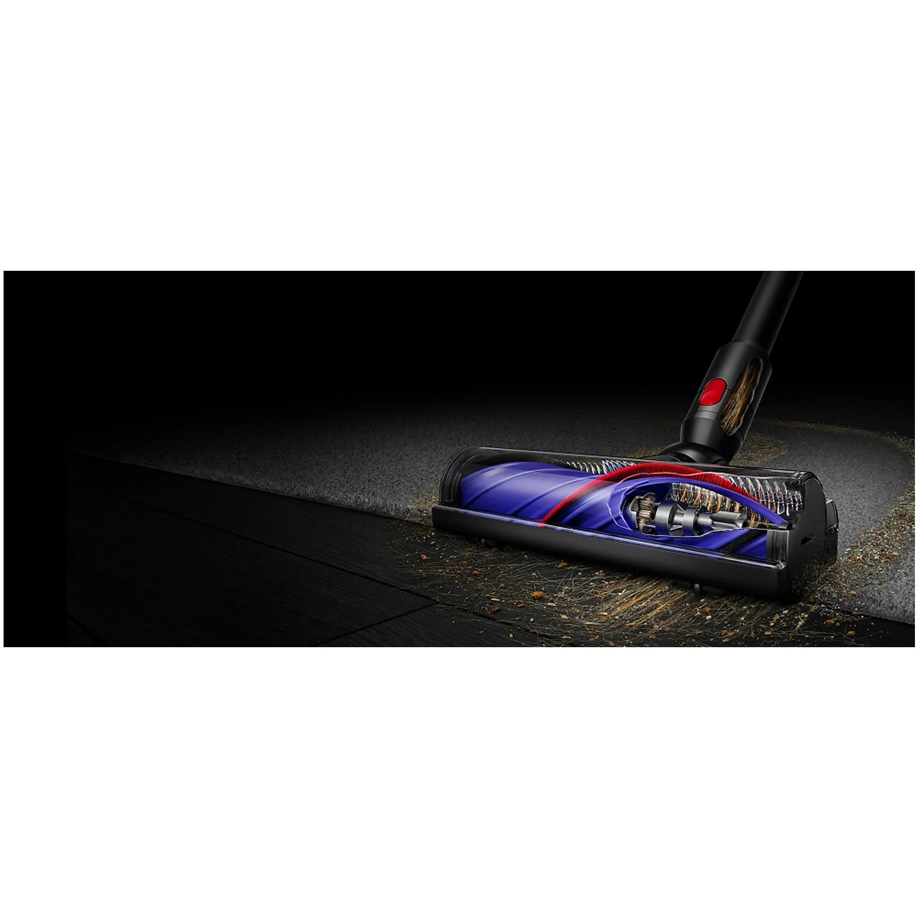 Dyson V8™ Cyclone stick vacuum, 150W suction power, 60-minute runtime, black with accessories.