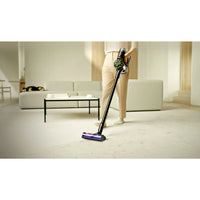 Dyson V8™ Cyclone cordless vacuum cleaner in black with 150W suction power and 60 minutes of runtime, featuring accessories.
