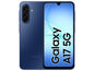 Samsung Galaxy A17 5G smartphone in blue with 256 GB storage, 8 GB RAM, and 6.7" FHD+ Super AMOLED display.