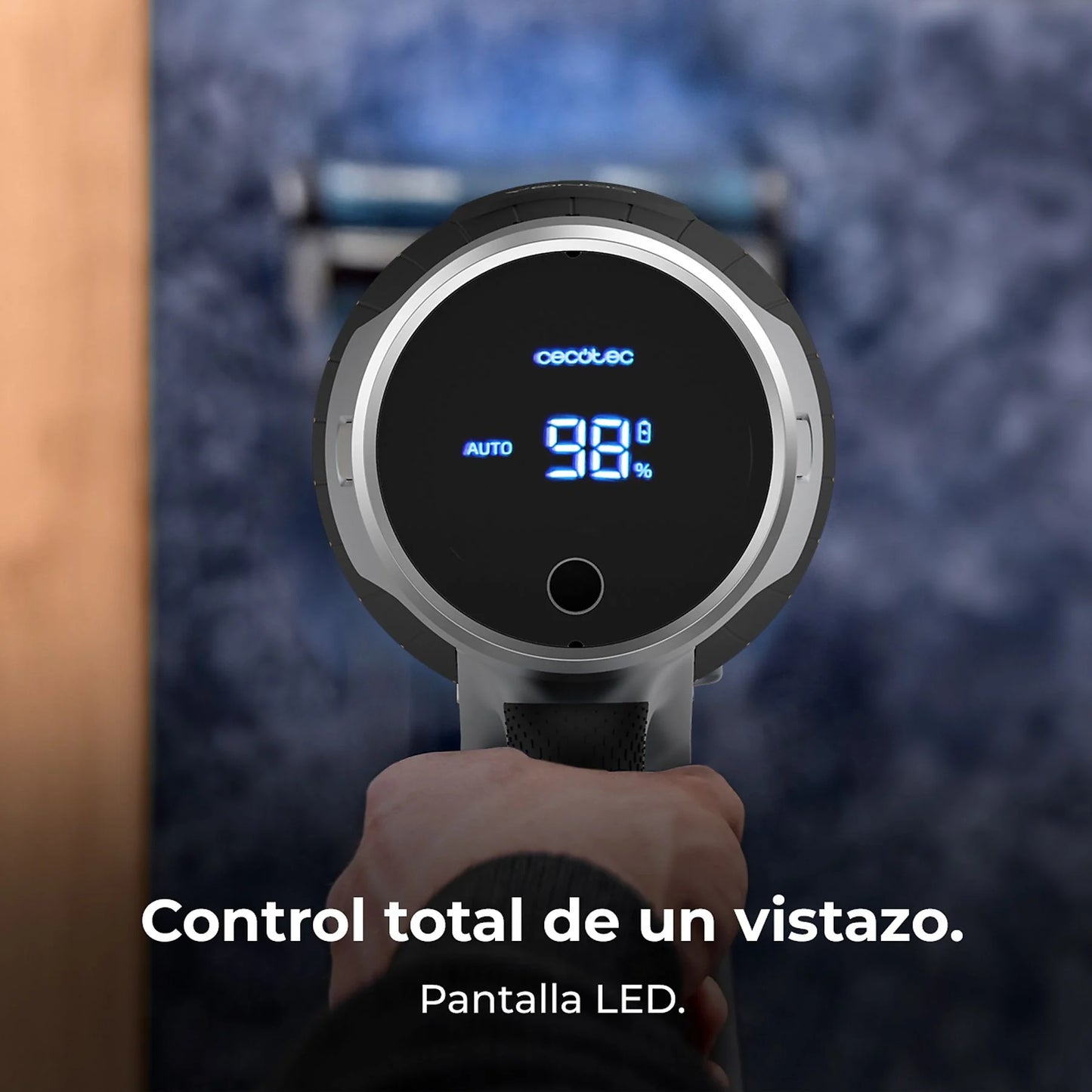 Cecotec Conga Rockstar RS70 Pet Flex cordless vacuum cleaner with brush for pets, black and gold design.