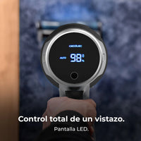 Cecotec Conga Rockstar RS70 Pet Flex cordless vacuum cleaner with brush for pets, black and gold design.