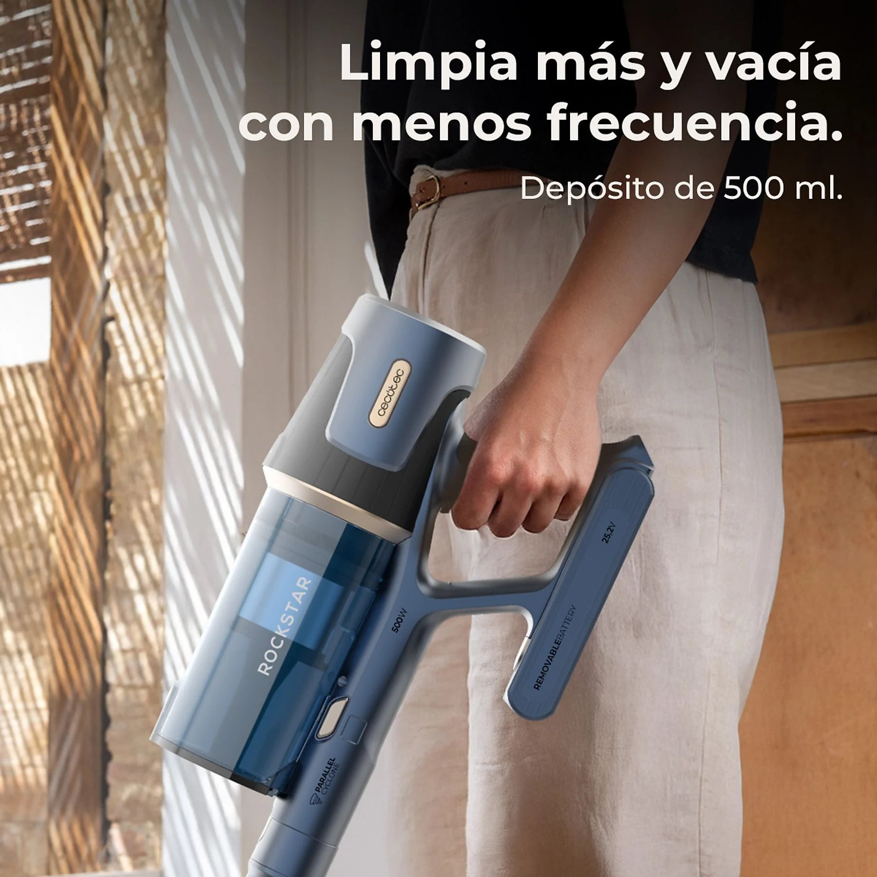 Cecotec Conga Rockstar RS70 Pet Flex cordless vacuum cleaner with animal brush in black and gold, showcasing sleek design.