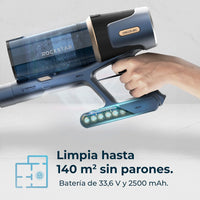 Cecotec Conga Rockstar RS70 Pet Flex upright vacuum cleaner in black and gold, designed for pet hair removal.