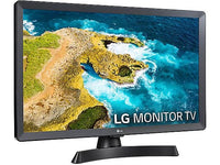 LG 24" LED TV 24TQ510S-PZ in black, showcasing HD display and smart features, ideal for compact spaces.