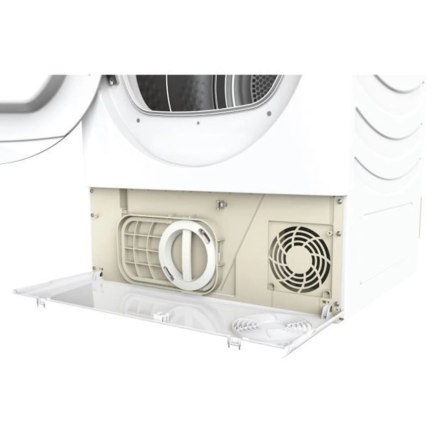 Secadora de condensación Candy 31102384, 8 kg, color blanco, con 16 programas de secado visibles en la interfaz.