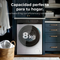 Cecotec Bolero DressCode 8110 Inverter front-loading washing machine with a sleek design and control panel visible.