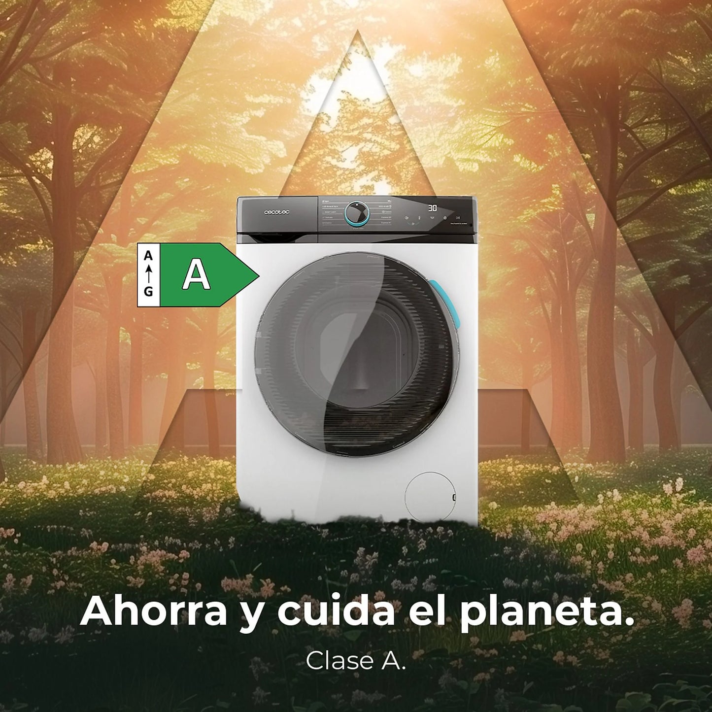 Cecotec Bolero DressCode 8110 Inverter front-loading washing machine with sleek design and control panel visible.