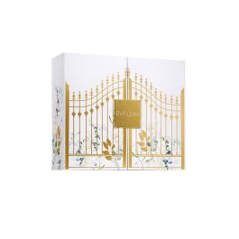 Calendario de Adviento EVE LOM con 12 piezas de lujo, incluyendo 6 tamaño completo y 6 mini, en elegante presentación.