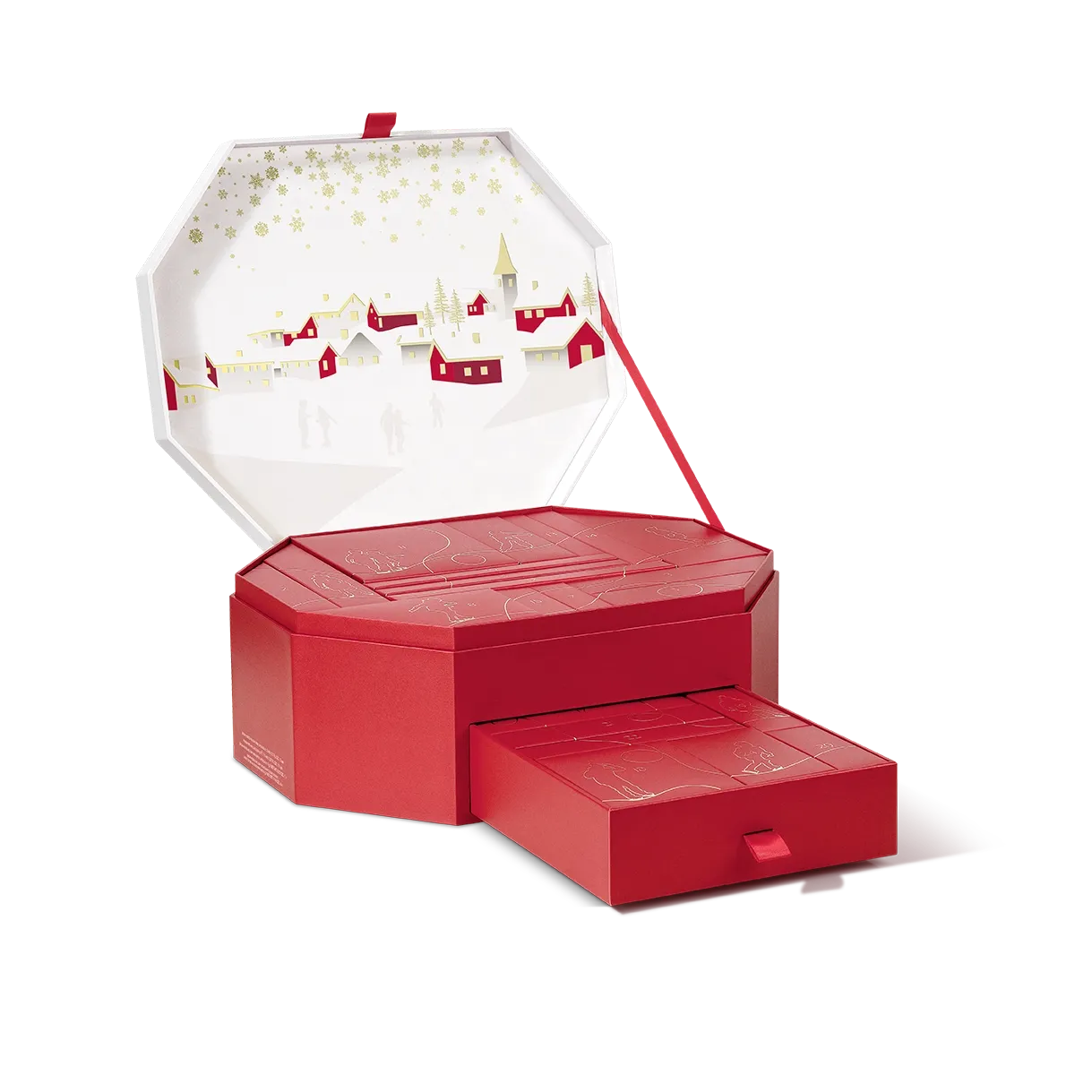 Calendario de Adviento KIKO MILANO Snow-Kissed Holiday con 24 sorpresas de maquillaje, skincare y accesorios.