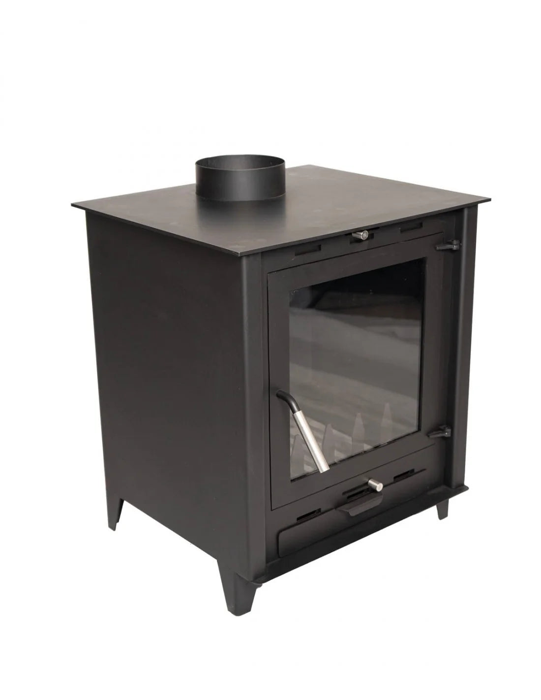 Estufa de leña Prensa Stove RALPH FR500, insertable, 8.8 kW, con diseño moderno y eficiencia del 79%.