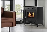 Estufa de leña Prensa Stove TEIDE de 12,6 kW, diseño en acero de 4 mm, ideal para calentar espacios de hasta 220 m³.