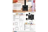 Estufa de leña Prensa Stove TEIDE 12,6 kW de acero, diseño Eco, ideal para calentar espacios de hasta 220 m³.