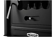 Estufa de leña Prensa Stove TEIDE 12,6 kW de acero, diseño EcoDesign 2022 y rendimiento para calentar hasta 220 m³.