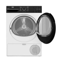 Secadora Beko BM3T37230W de bomba de calor, Clase A+, 7 kg, mostrada en un entorno doméstico.