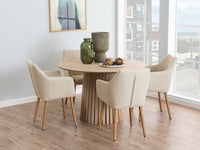 Mesa NORSICA 625 Redonda de 120 cm de diámetro y 75 cm de altura en roble claro, ideal para decoración de interiores.