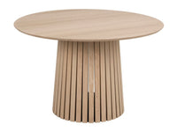Mesa NORSICA 625 in light oak, 120 cm diameter and 75 cm height, showcasing a round dining table design.