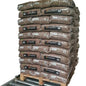 Palet de Pellet ARAPELLET with 77 bags, each 15 kg, stacked neatly for efficient storage and easy access.